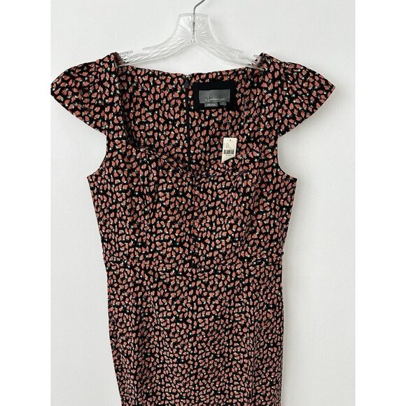 NWT Anthropologie Cecily Fit & Flare Sweetheart Dress L Black Red Grapes - Picture 6 of 10